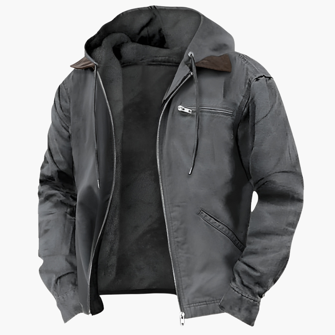 Men's Outdoor Jacket with Hood and Zipper