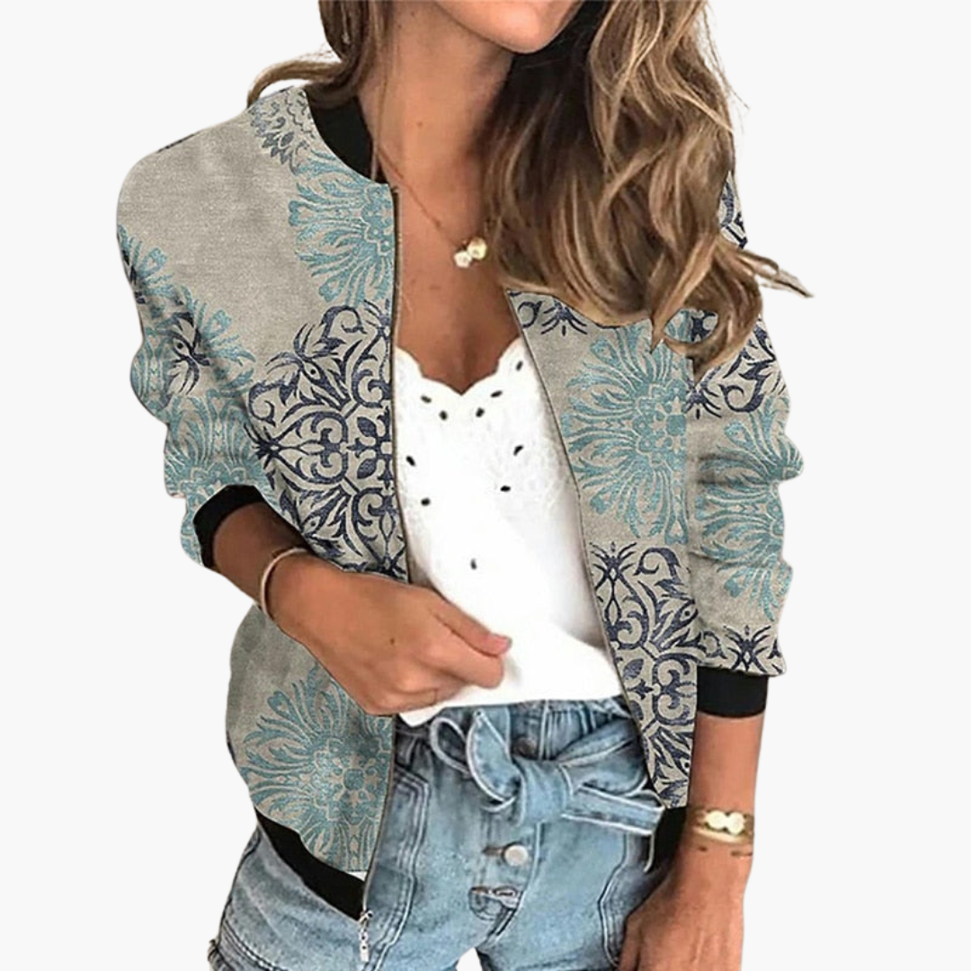 Bomber Jacket for Women - Lightweight & Stylish with Floral Pattern