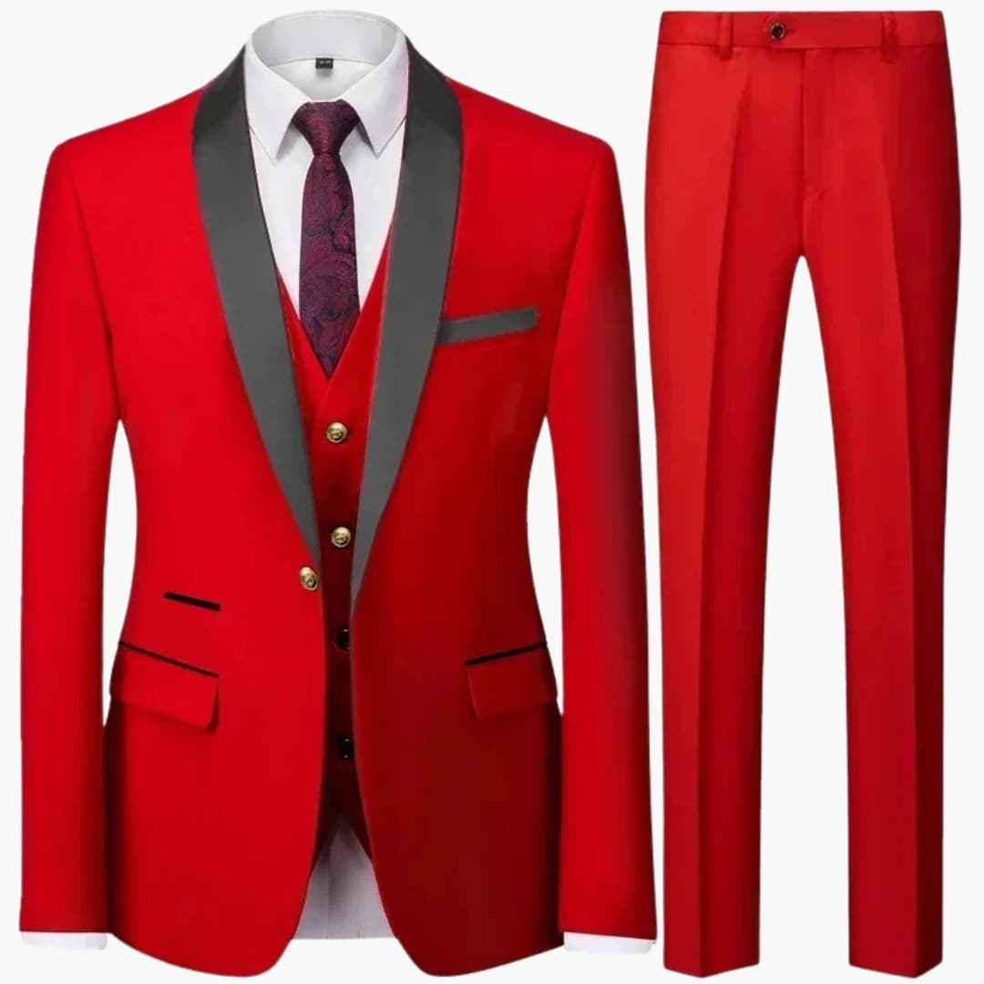 Men's Slim Fit Three-Piece Suit for Formal Occasions Year-Round