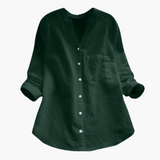 Loose-Fitting Blouse for Women - Long Sleeve, Stand-Up Collar & Casual