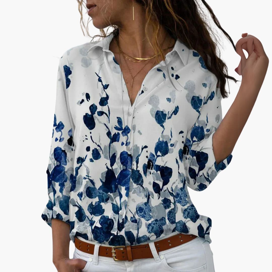 Flower Colorblock Blouse for Women - Stylish & Comfortable
