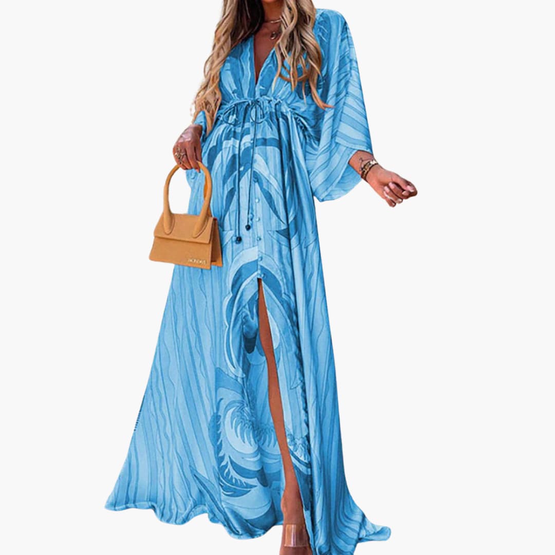 Colorful Summer Dress - Women's Maxi Dress with Floral Print