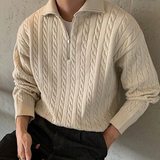 The Silverlark Men's Warm Chunky Knit Cable Knit Half Zip Sweater