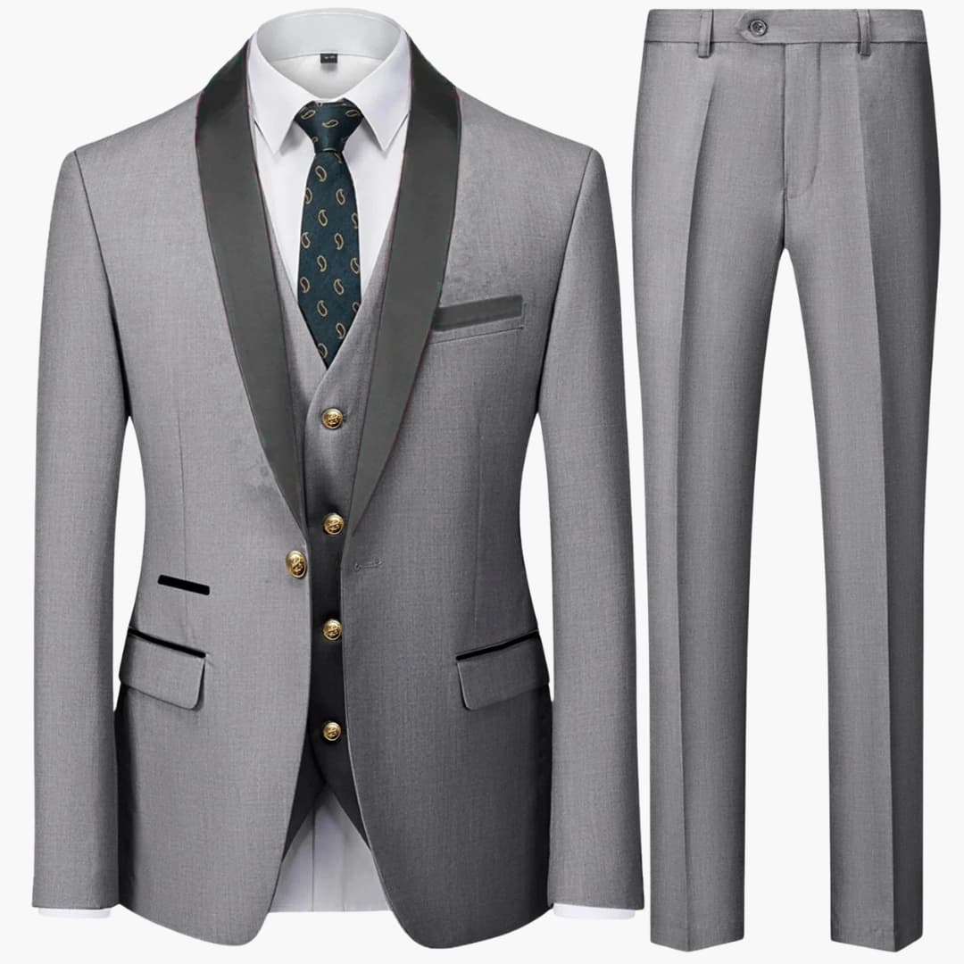 Men's Slim Fit Three-Piece Suit for Formal Occasions Year-Round