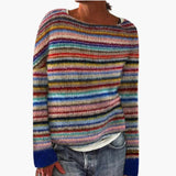 Women's Knit Sweater with Round Neck and Pattern Design