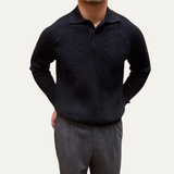 The Cortina Men's Textured Knitted Turn Down Collar Sweater