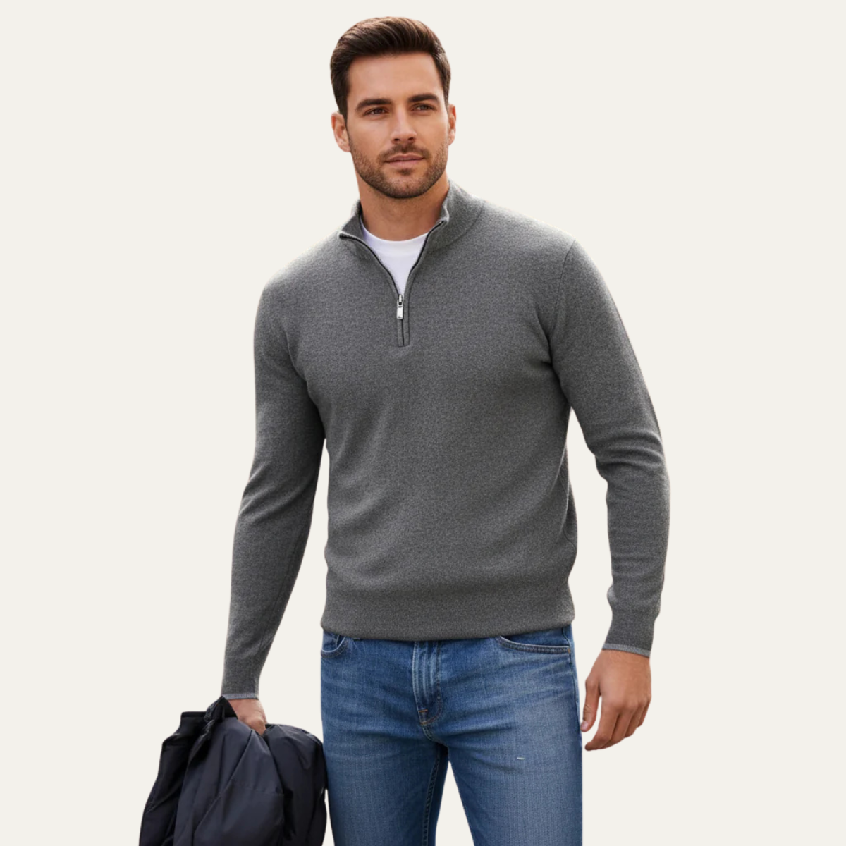 The Carver Men’sSoft Knit Casual Half Zip Cotton Sweater