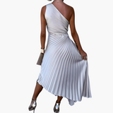 Ankle-Length Sleeveless Evening Dress for Women with One Shoulder