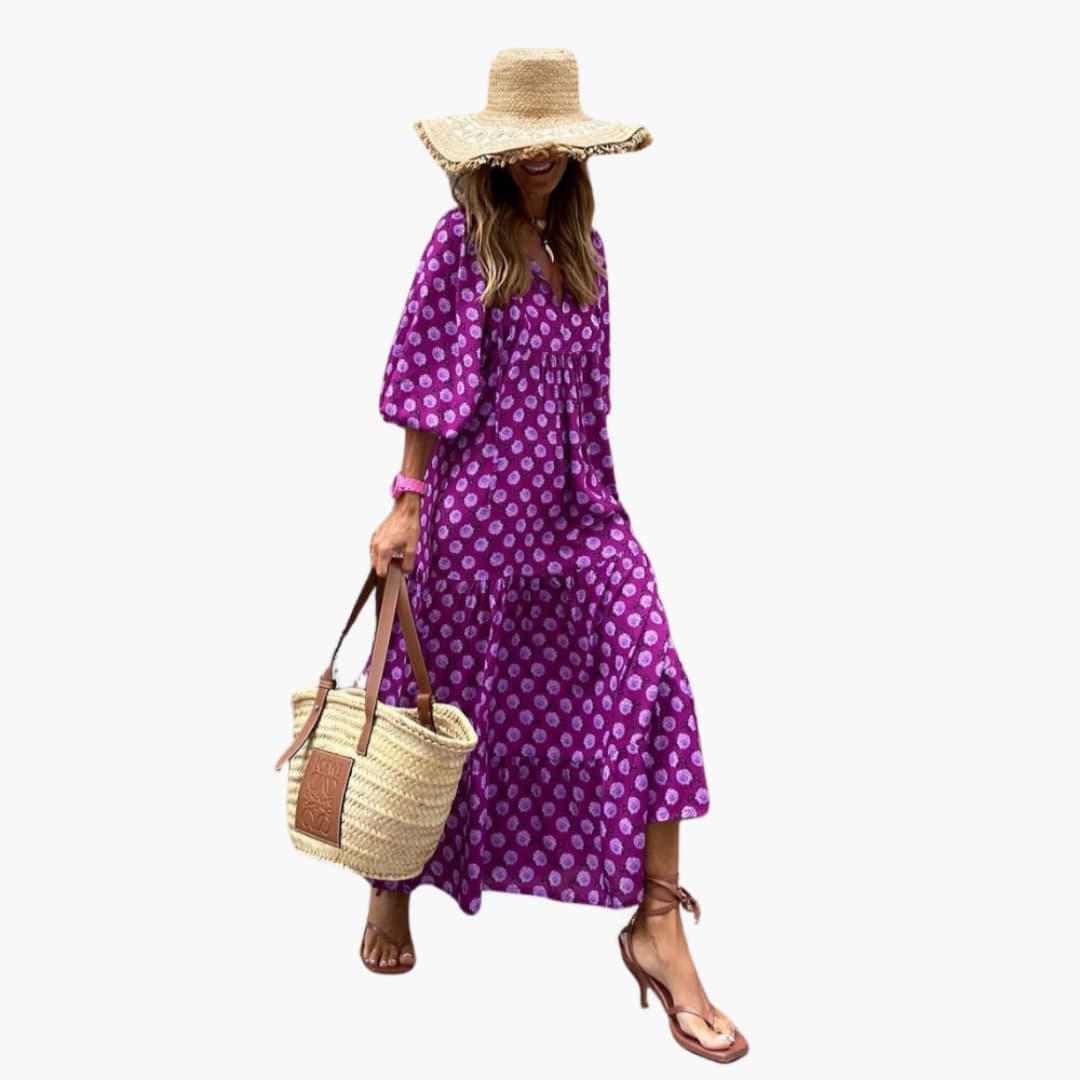 Boho Maxi Dress for Women - Floral Pattern & Loose Fit