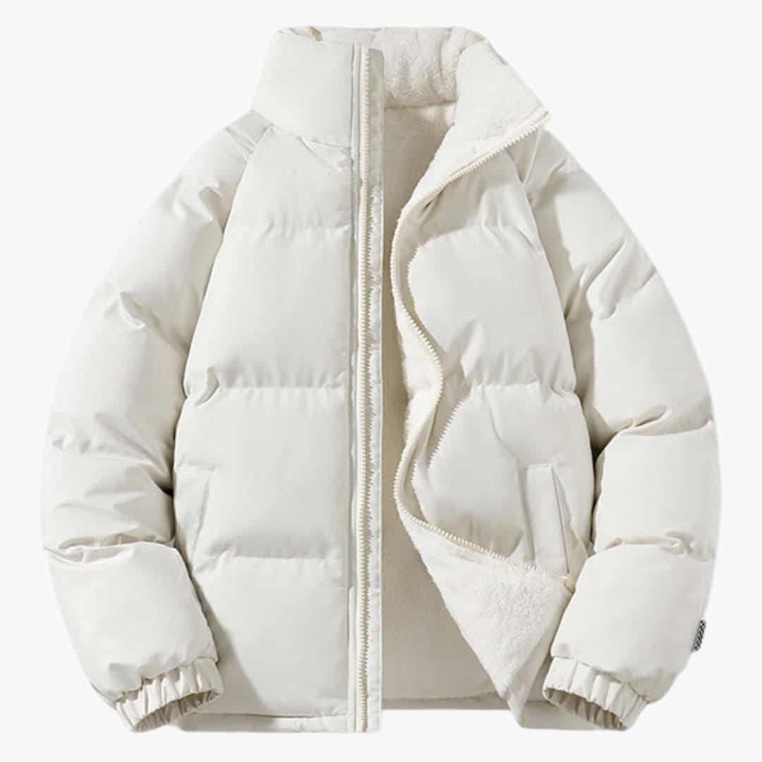 Warm Women's Puffer Jacket with Fleece Lining and Hood