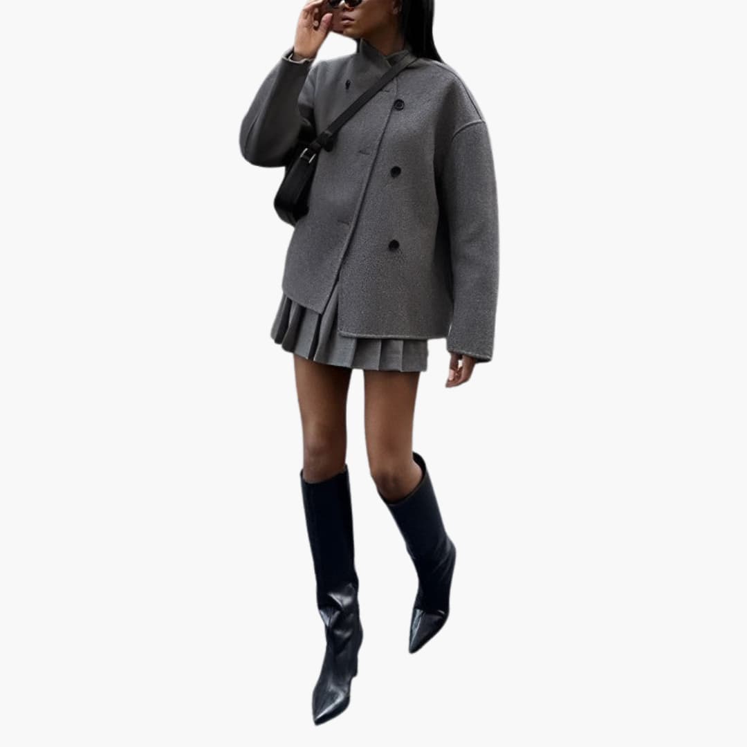 Women's Jacket with Loose Fit and Button Closure in Front