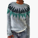 Women's Knit Sweater with Round Neck and Pattern Design