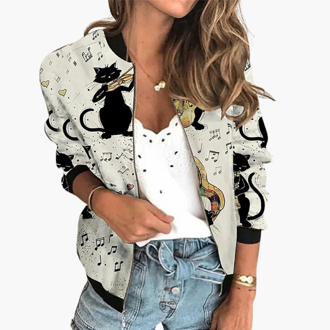 Bomber Jacket for Women - Lightweight & Stylish with Floral Pattern