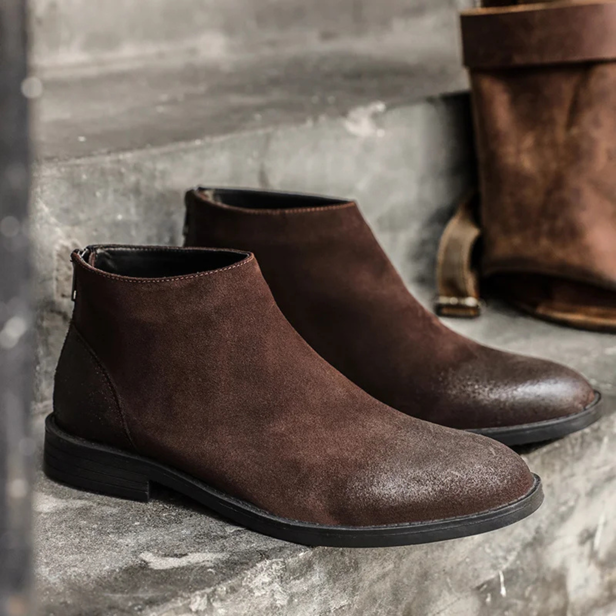 The Vicenza Men’s Zip Up Suede Leather Ankle Boots