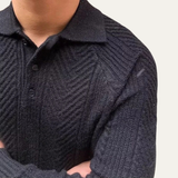 The Cortina Men's Textured Knitted Turn Down Collar Sweater