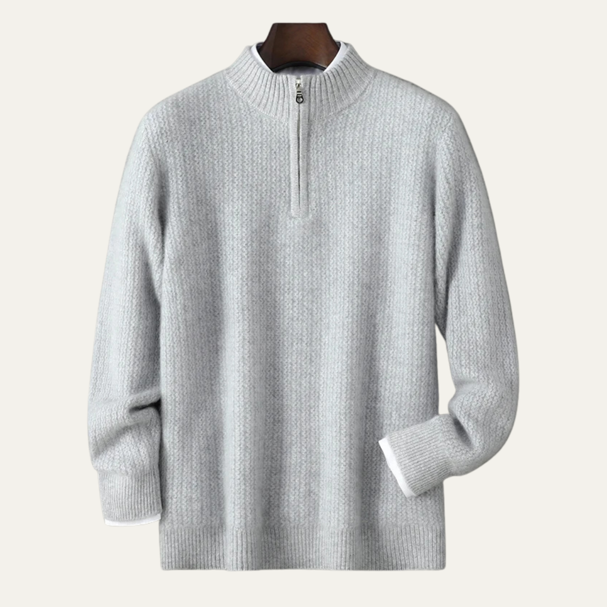 The Valladolid Men’s Winter Cashmere Quarter Zip High Collar Knit Sweater