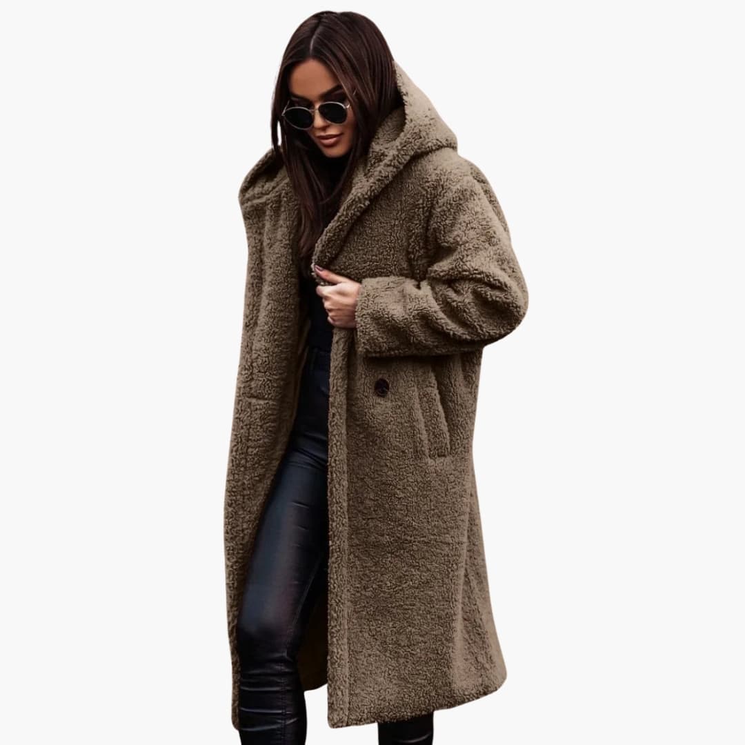 Women’s Hooded Coat with Button Closure