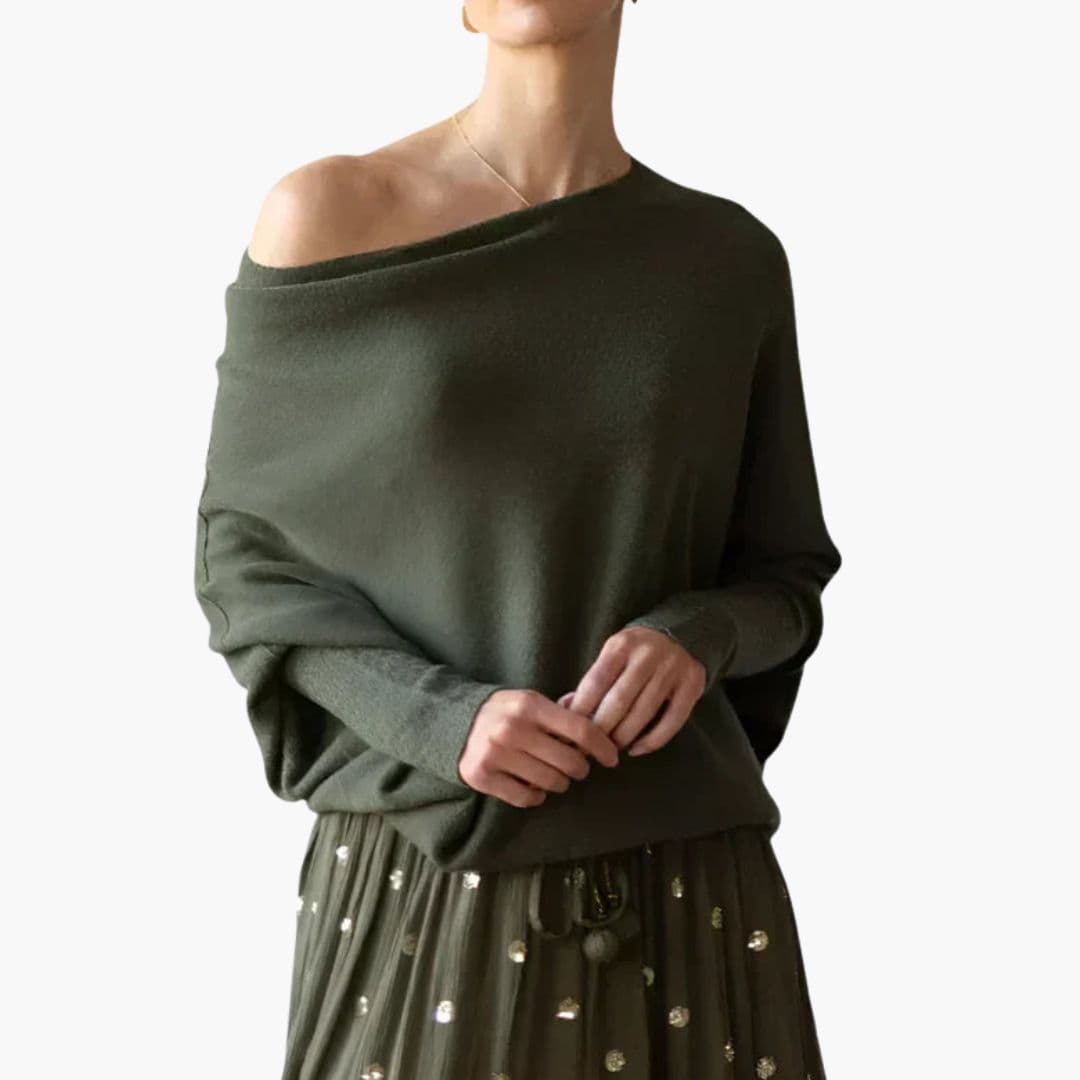 Women's Oversized Sweater with Wide Neckline