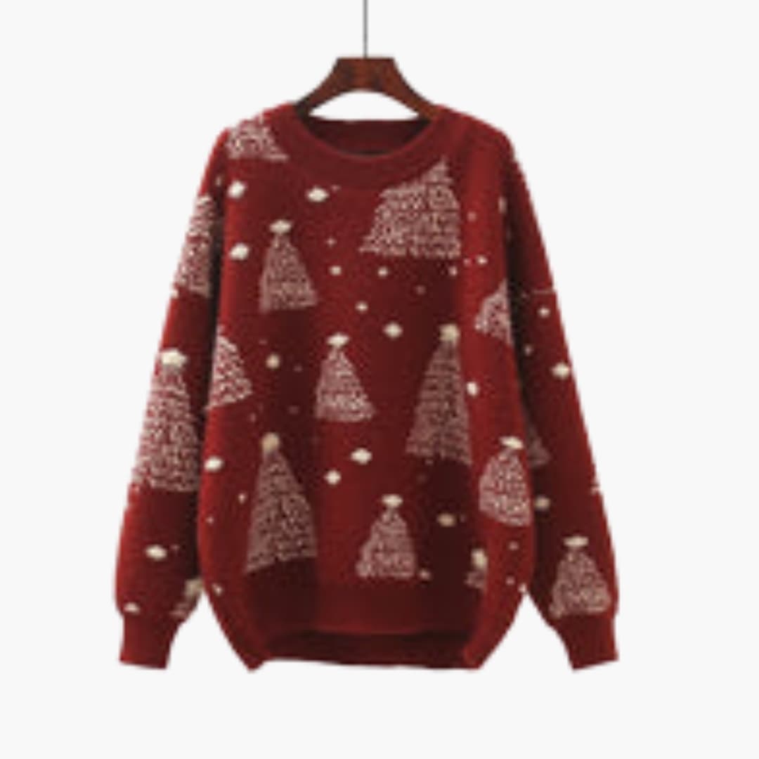 Women's Knit Top with Round Neckline and Textured Design