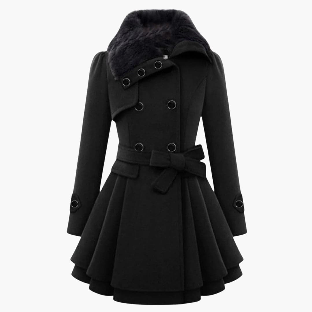 Women’s Winter Coat with Buttons and Belt