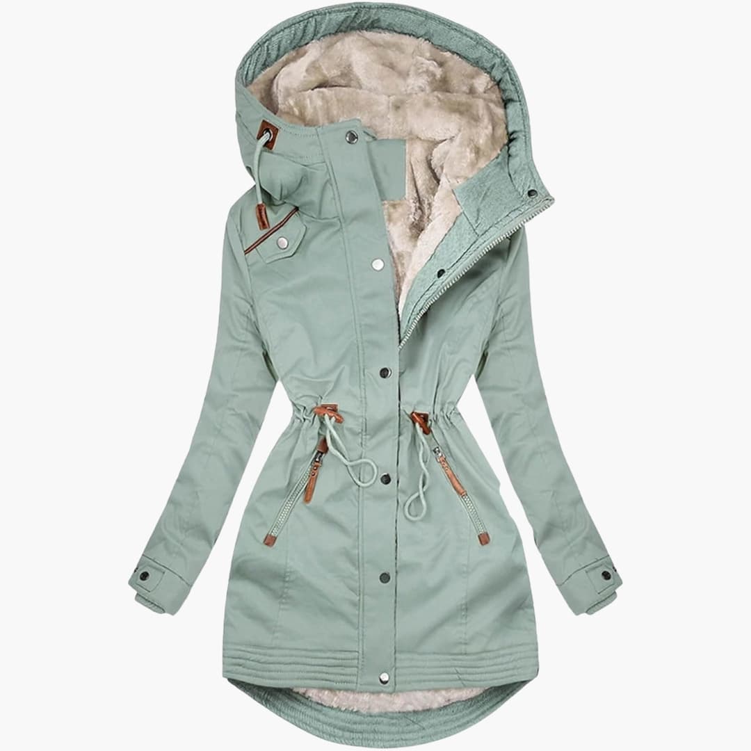 Women’s Parka with Lined Hood and Drawstring Waist