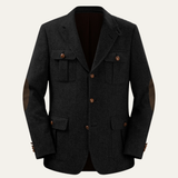 The Cagliari Men’s Elegant Tweed Blazer Jacket with Elbow Patches