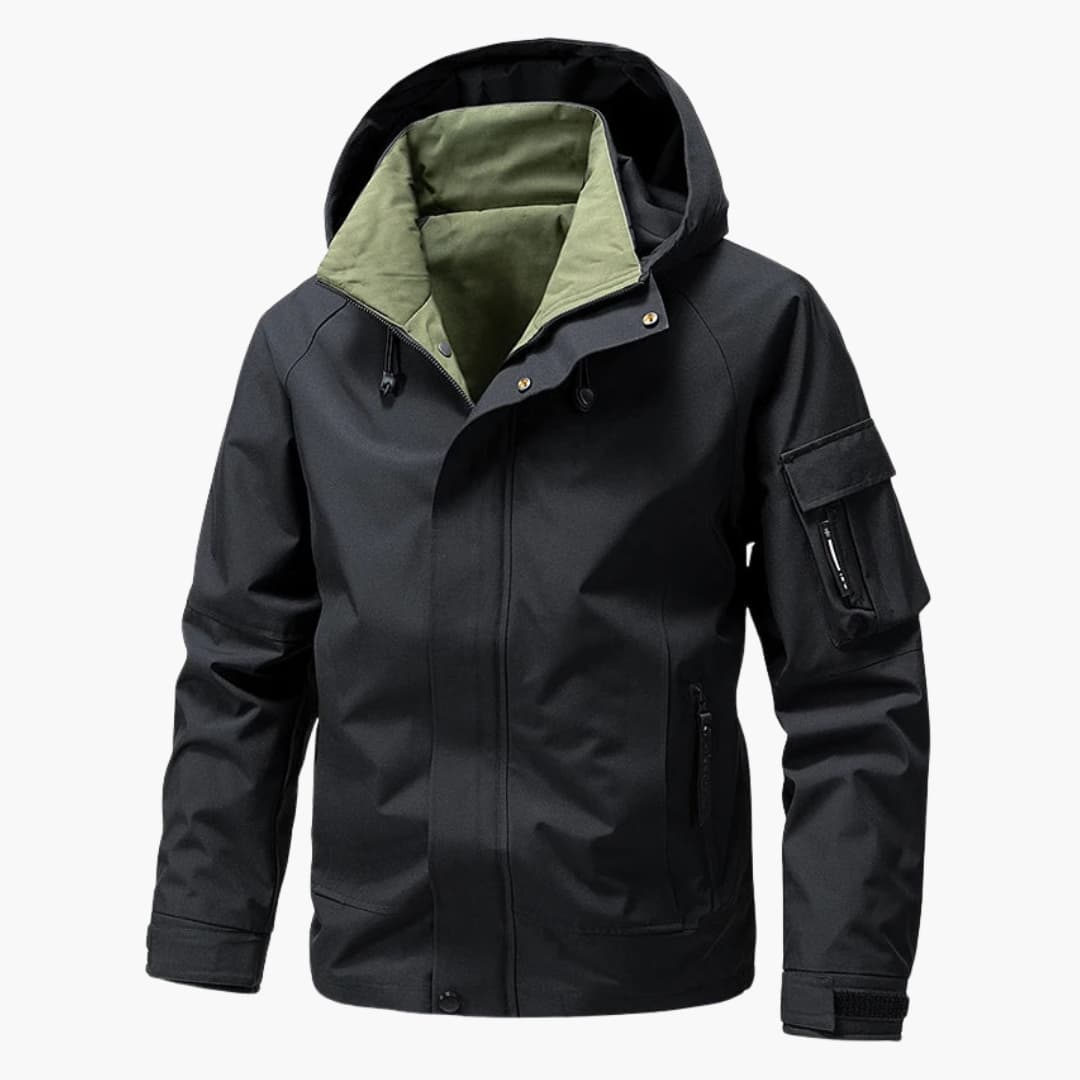 Men's Hooded Jacket with Zipper and Pockets