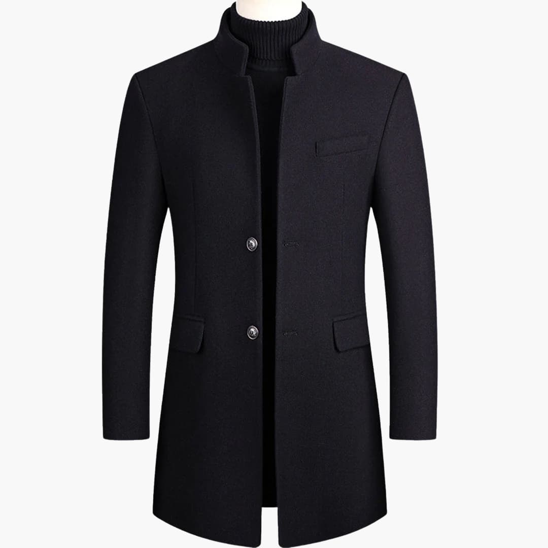 Men's Coat with Lapel Collar and Long Sleeves