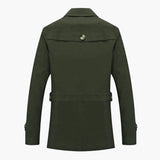 Men's Trench Coat with Button Closure and Pocket Details