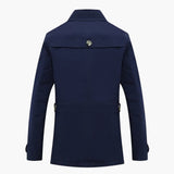 Men's Trench Coat with Button Closure and Pocket Details