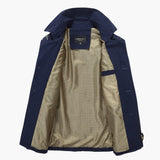 Men's Trench Coat with Button Closure and Pocket Details