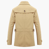 Men's Trench Coat with Button Closure and Pocket Details