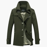 Men's Trench Coat with Button Closure and Pocket Details