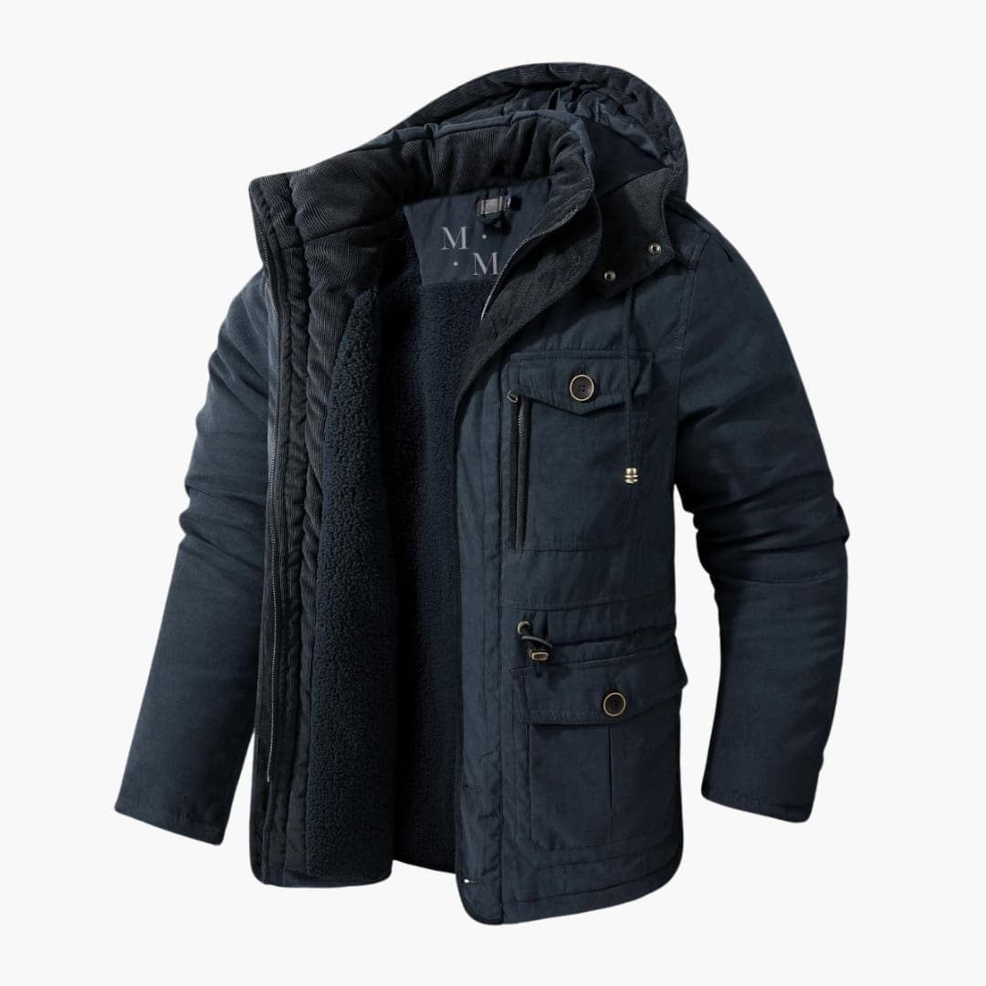 Men's Winter Jacket with Hood and Pockets