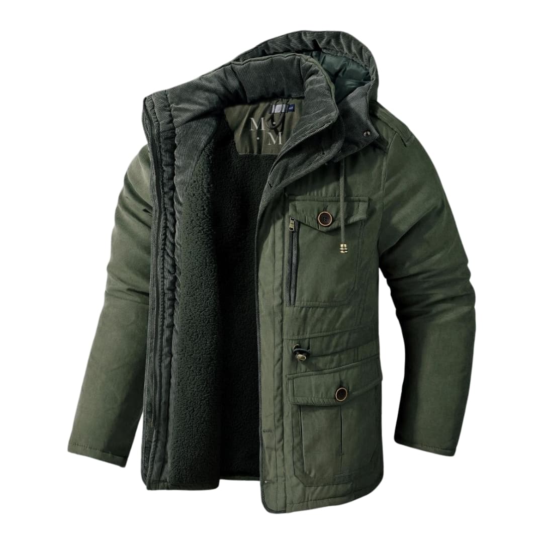 Men's Winter Jacket with Hood and Pockets