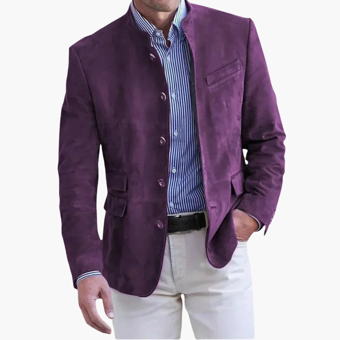 Classic Men's Jacket with Stand-Up Collar and Button Placket