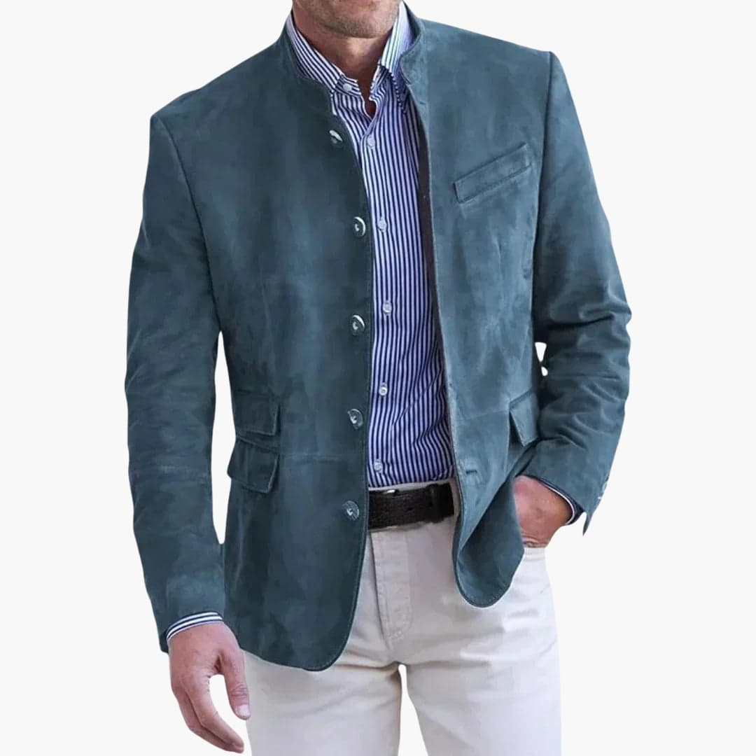 Classic Men's Jacket with Stand-Up Collar and Button Placket