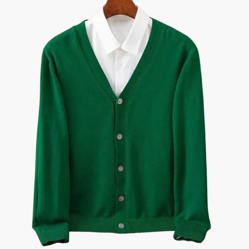 Men’s Cardigan with V-Neck and Button Closure