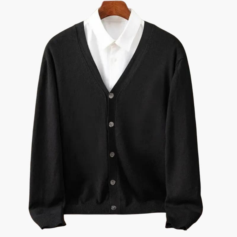 Men’s Cardigan with V-Neck and Button Closure