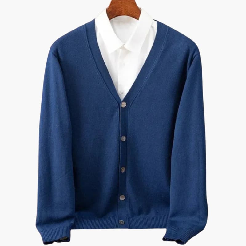 Men’s Cardigan with V-Neck and Button Closure