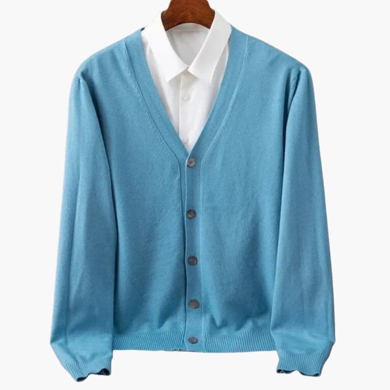 Men’s Cardigan with V-Neck and Button Closure