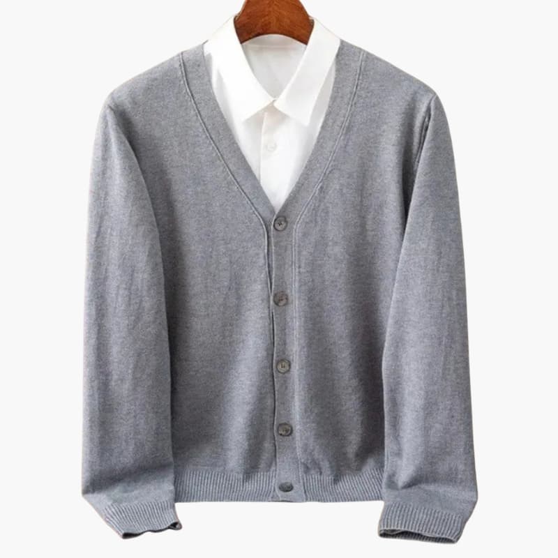 Men’s Cardigan with V-Neck and Button Closure
