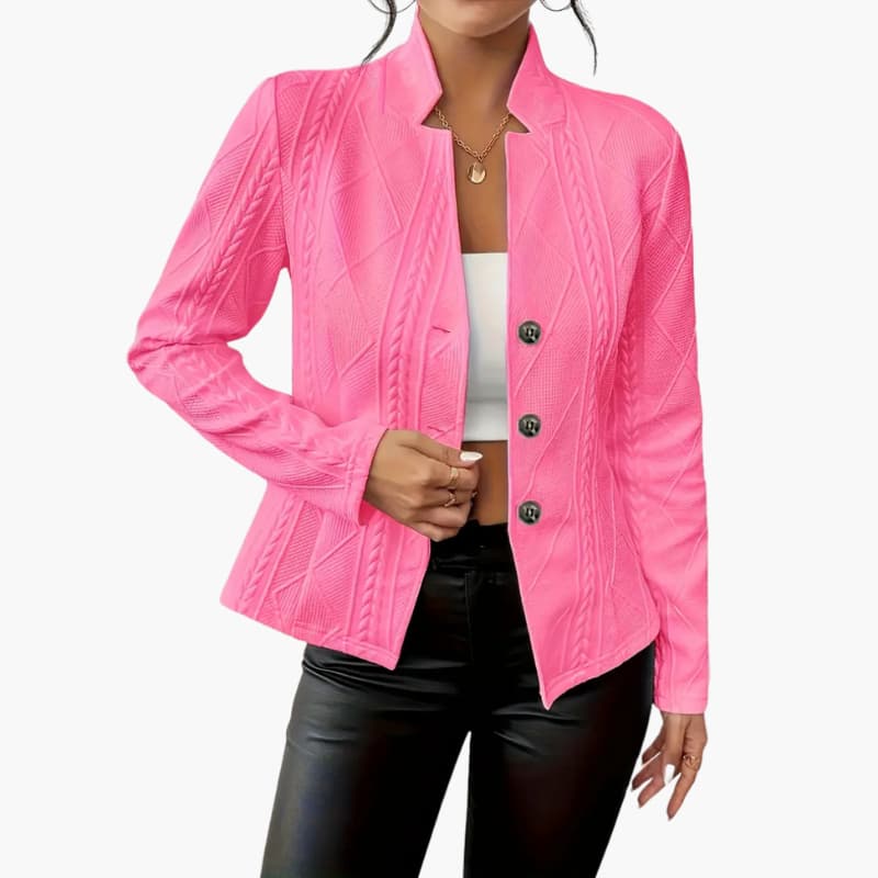 Women’s Blazer with Lapel Collar and Button Closure