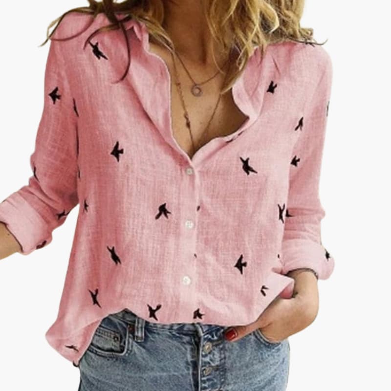 Women’s Blouse with Button Front and Long Sleeves