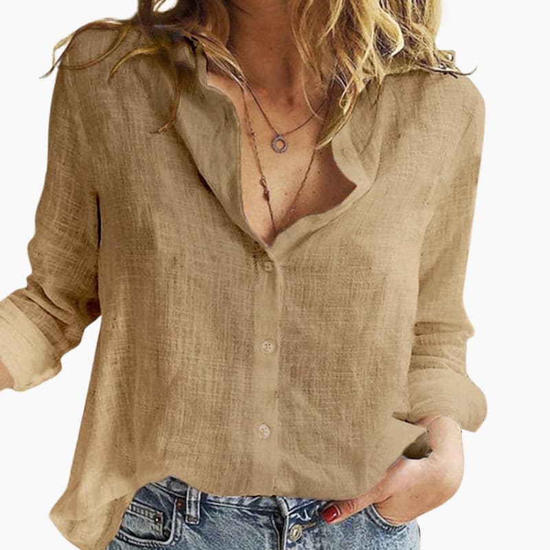 Women’s Blouse with Button Front and Long Sleeves