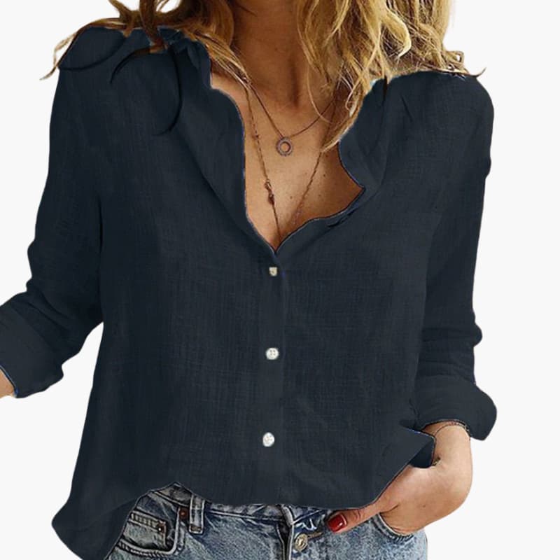 Women’s Blouse with Button Front and Long Sleeves