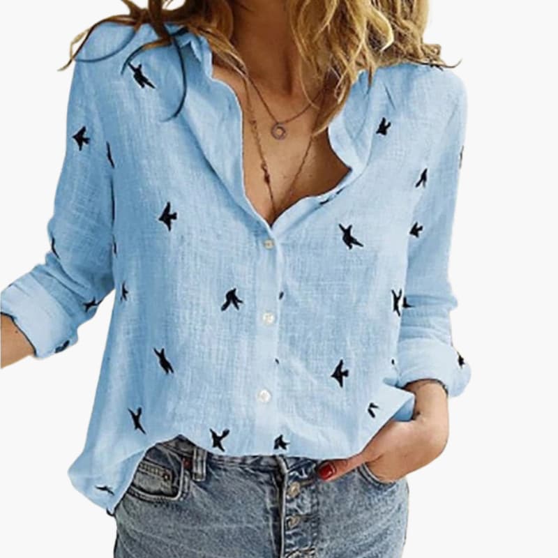 Women’s Blouse with Button Front and Long Sleeves