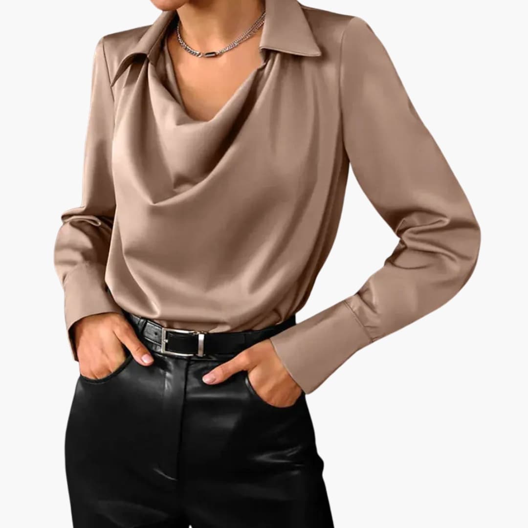 Women’s Blouse with Cowl Neck and Long Sleeves