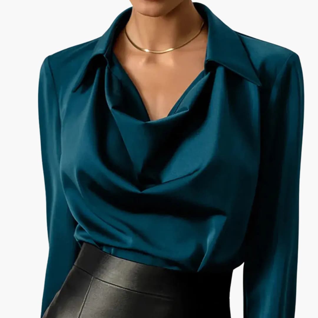 Women’s Blouse with Cowl Neck and Long Sleeves