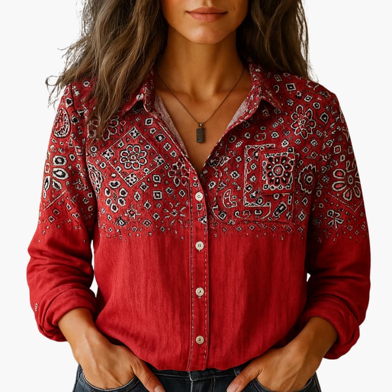 Women’s Button-Down Shirt with Classic Collar and Long Sleeves